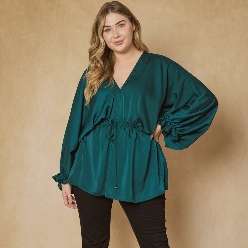 Divine Satin Top-Hunter Green